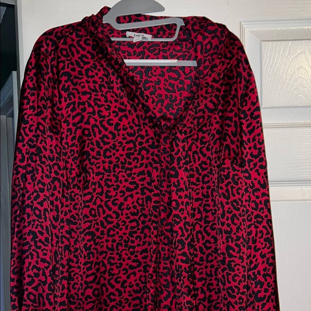 Bar III Red and Black Animal Print Top